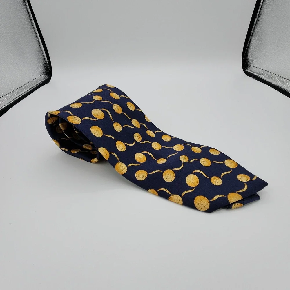 Italo Ferretti Tie 100% Silk Hand Made in‎ Italy Modern Big Polka Dot Blue Gold